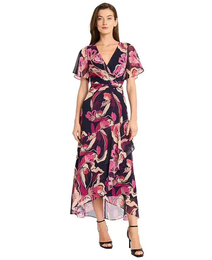 Женское платье миди с принтом и V-образным вырезом, облегающее и расклешенное Maggy London
Женское платье миди с принтом и V-образным вырезом, облегающее и расклешенное Maggy London