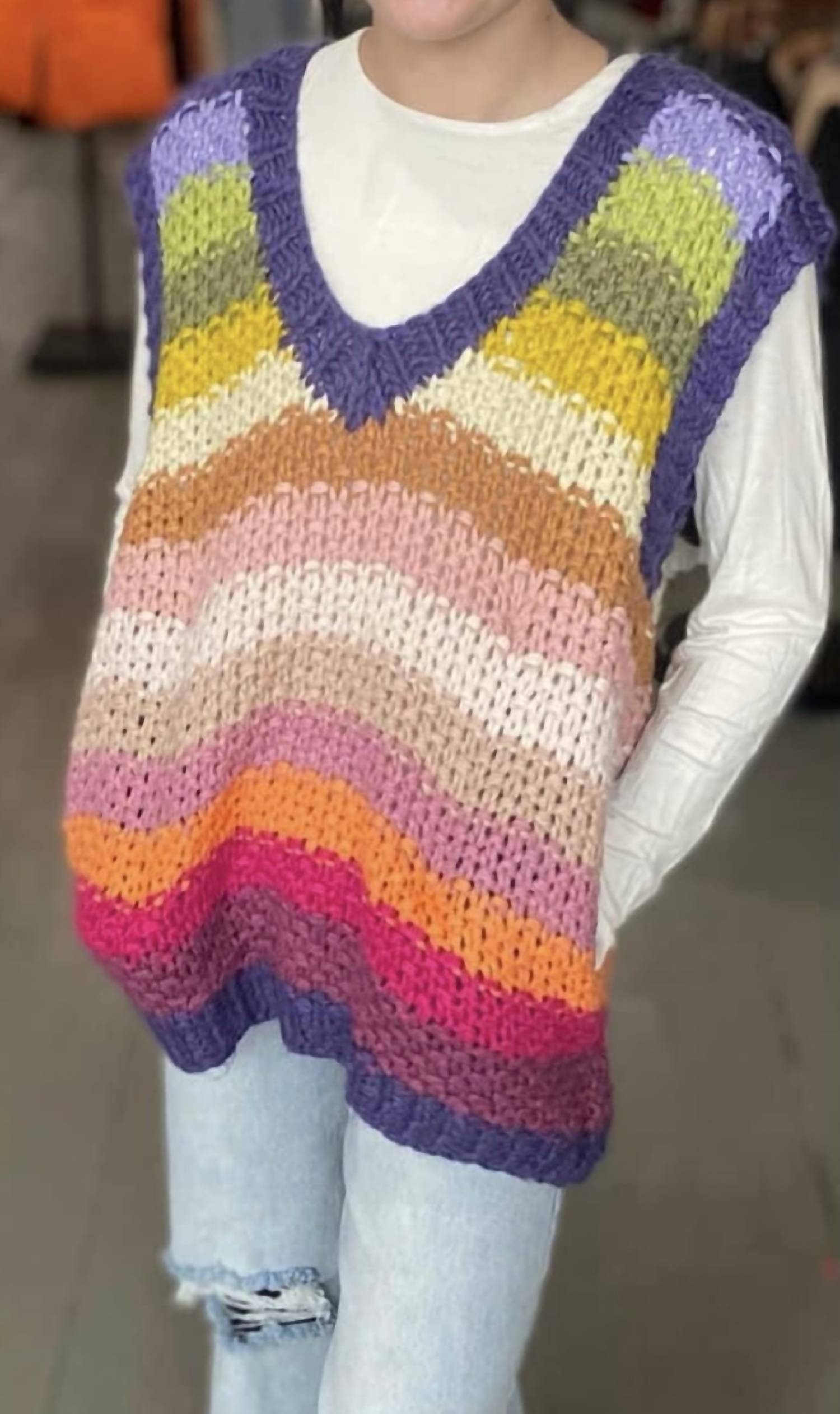 Полосатый вязаный жилет в фиолетовую полоску Listicle
Полосатый вязаный жилет в фиолетовую полоску Listicle