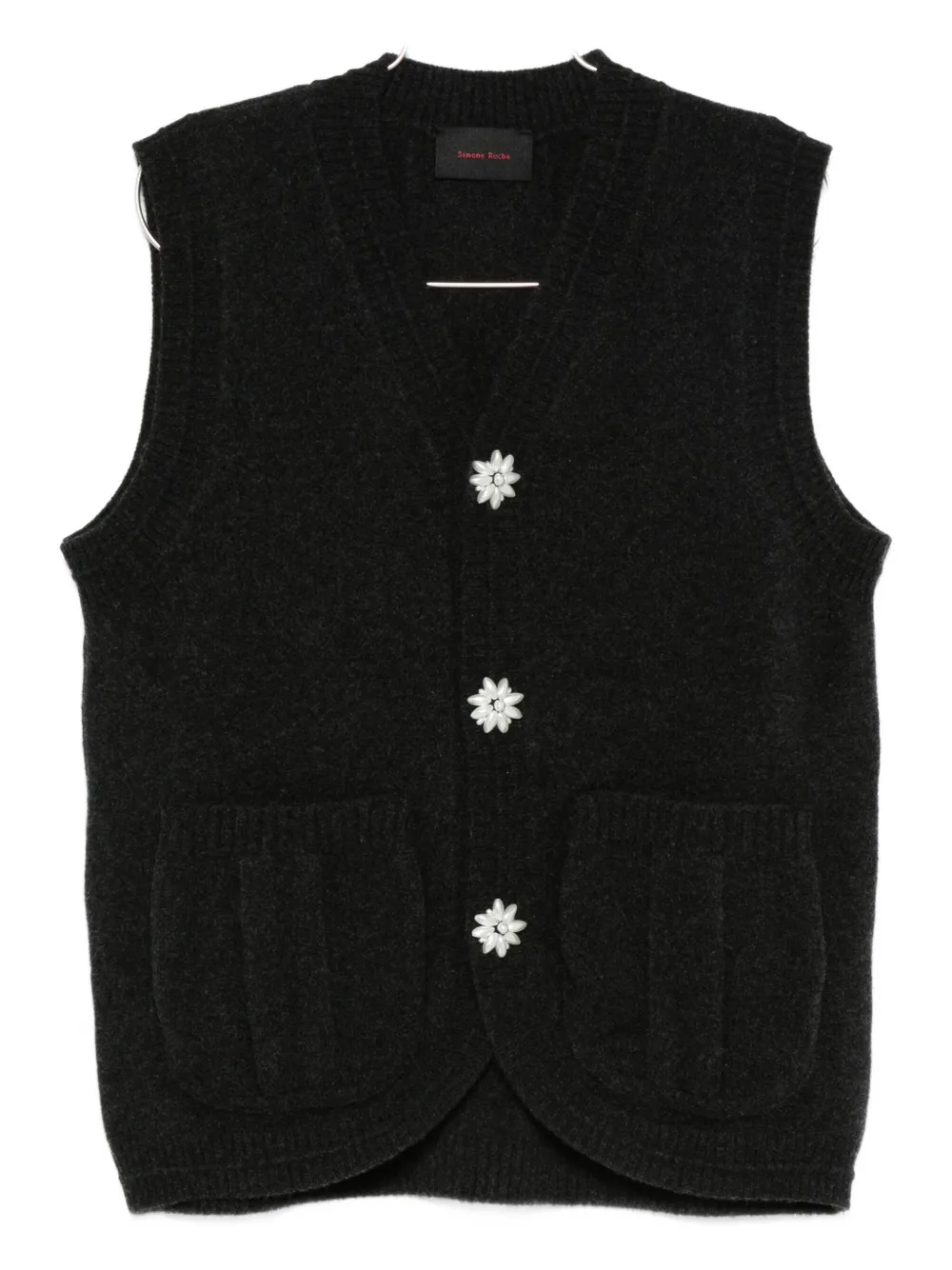 Жилет с цветочными пуговицами Simone Rocha, серый
Жилет с цветочными пуговицами Simone Rocha, серый