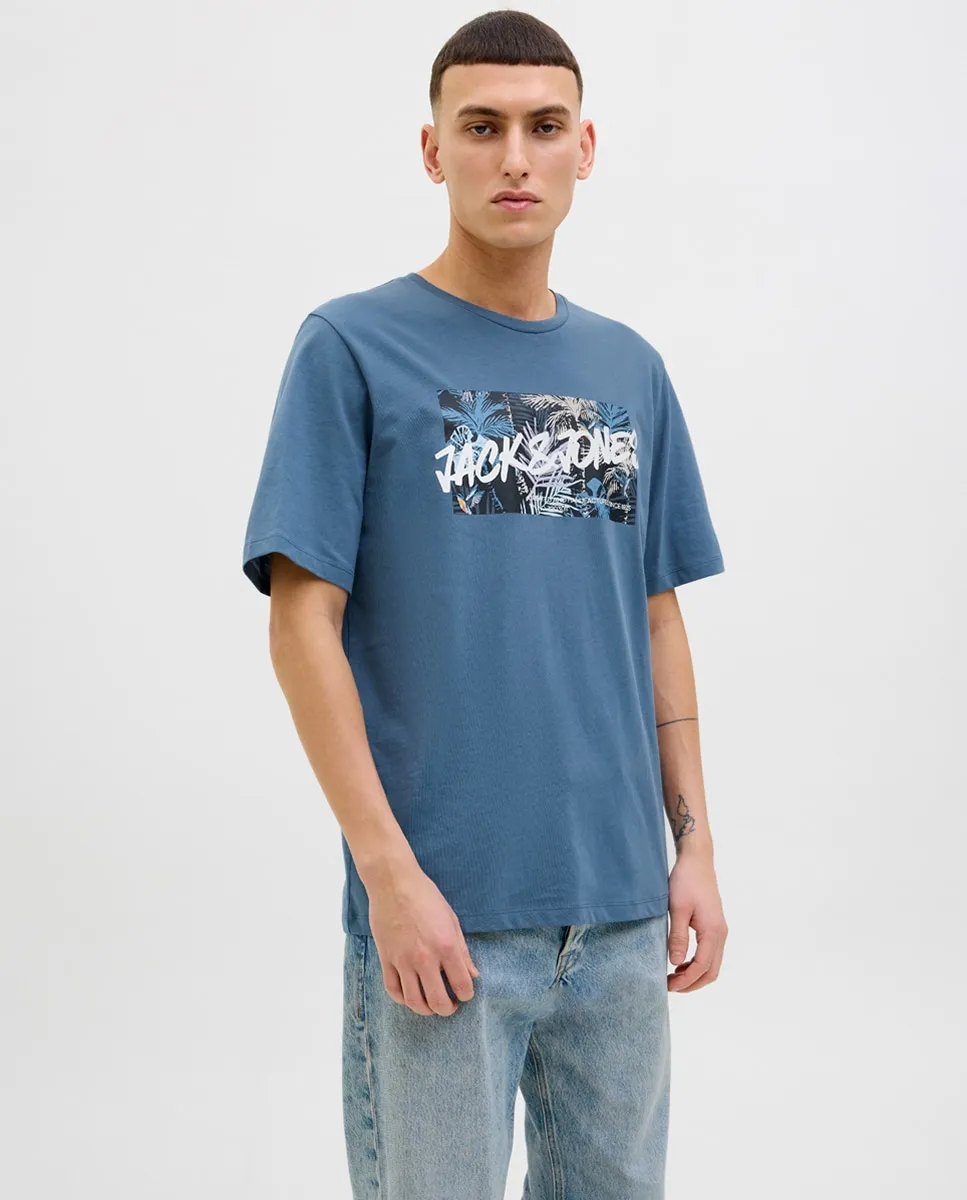 Мужская футболка с коротким рукавом и принтом на передней стороне Jack & Jones, синий
Мужская футболка с коротким рукавом и принтом на передней стороне Jack & Jones, синий