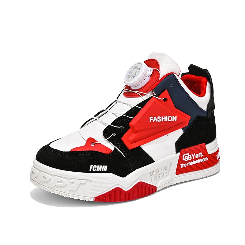 Прочные дышащие высокие повседневные кроссовки для детей FCMM, белый/красный 
Прочные дышащие высокие повседневные кроссовки для детей FCMM, белый/красный