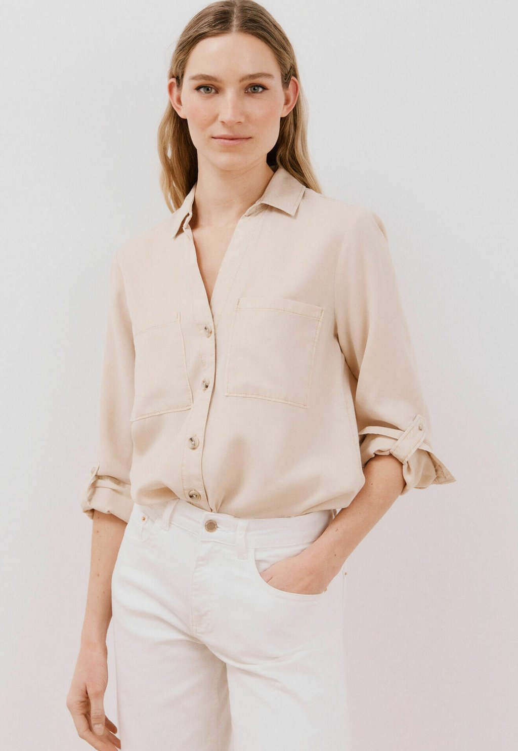 Блузка на пуговицах Cortefiel, кремовый
Блузка на пуговицах Cortefiel, кремовый