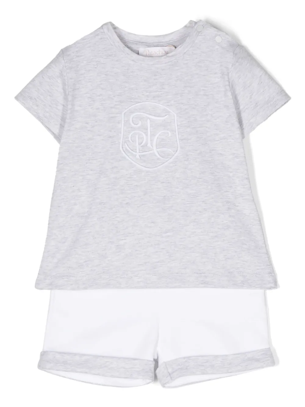 Комплект из футболки и шортов с вышитым логотипом Patachou, серый
Комплект из футболки и шортов с вышитым логотипом Patachou, серый