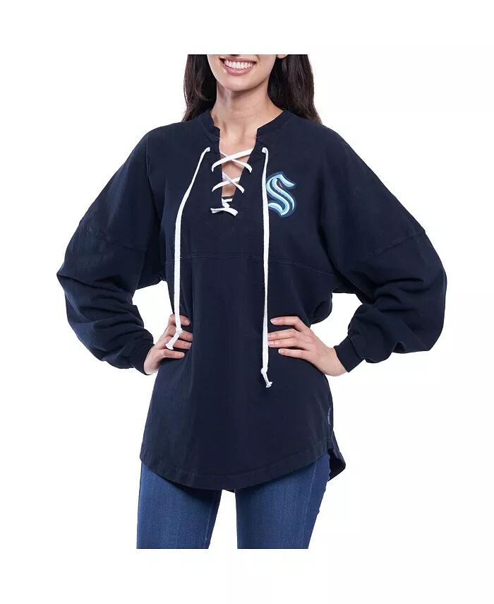 Женский темно-синий топ Seattle Kraken со шнуровкой и длинными рукавами Spirit Fanatics
Женский темно-синий топ Seattle Kraken со шнуровкой и длинными рукавами Spirit Fanatics