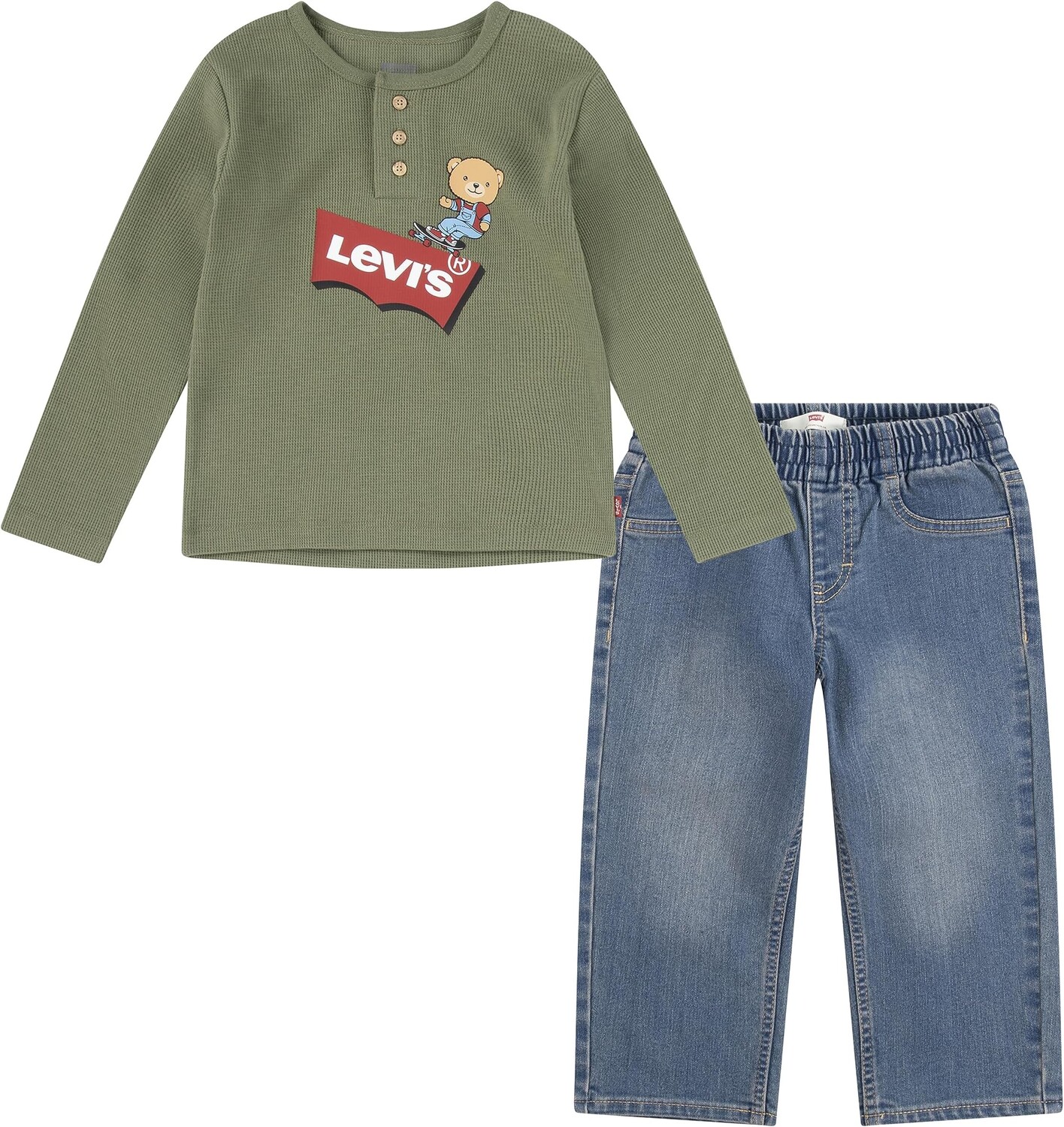 Детский набор Levi'S Long Sleeve Thermal Henley and Denim Two-Piece Outfit Set, цвет Olivine
Детский набор Levi'S Long Sleeve Thermal Henley and Denim Two-Piece Outfit Set, цвет Olivine