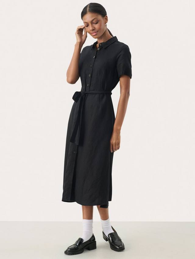Платье-рубашка из смесового льна eflin Part Two, черный 
Платье-рубашка из смесового льна eflin Part Two, черный