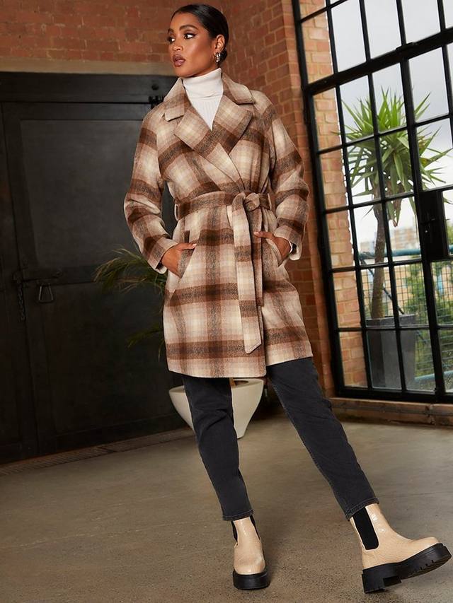 Пальто в клетку с галстуком Chi Chi London, коричневый
Пальто в клетку с галстуком Chi Chi London, коричневый