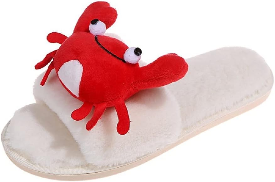 Мужские и женские меховые тапочки HANDKEI Зимние пушистые тапочки с лобстером Забавные домашние тапочки с крабом С открытым носком, белый
Мужские и женские меховые тапочки HANDKEI Зимние пушистые тапочки с лобстером Забавные домашние тапочки с крабом С открытым носком, белый