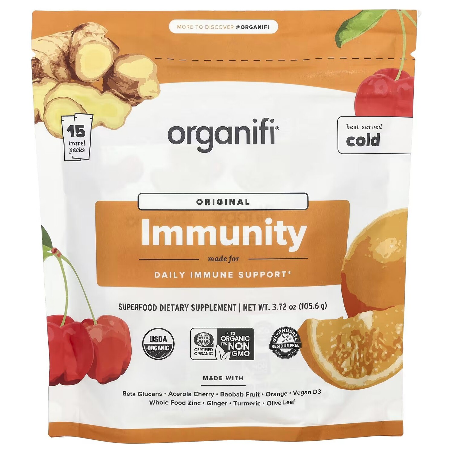 Original Immunity, 15 дорожных упаковок, 3,72 унции (105,6 г) Organifi
Original Immunity, 15 дорожных упаковок, 3,72 унции (105,6 г) Organifi