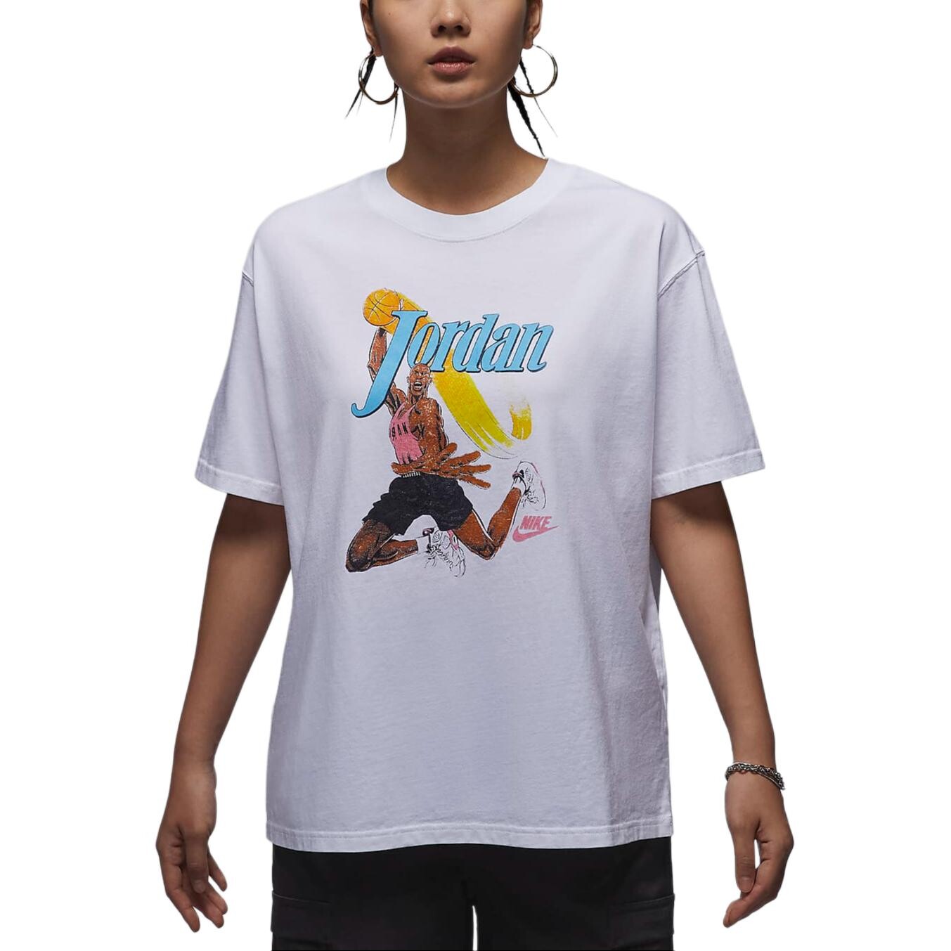 Футболка женская белая/черная Jordan 
Футболка женская белая/черная Jordan