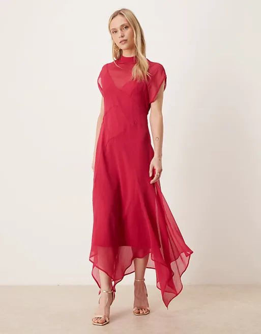 Малиновое шифоновое платье макси с высоким воротником и платочным подолом ASOS DESIGN Petite
Малиновое шифоновое платье макси с высоким воротником и платочным подолом ASOS DESIGN Petite