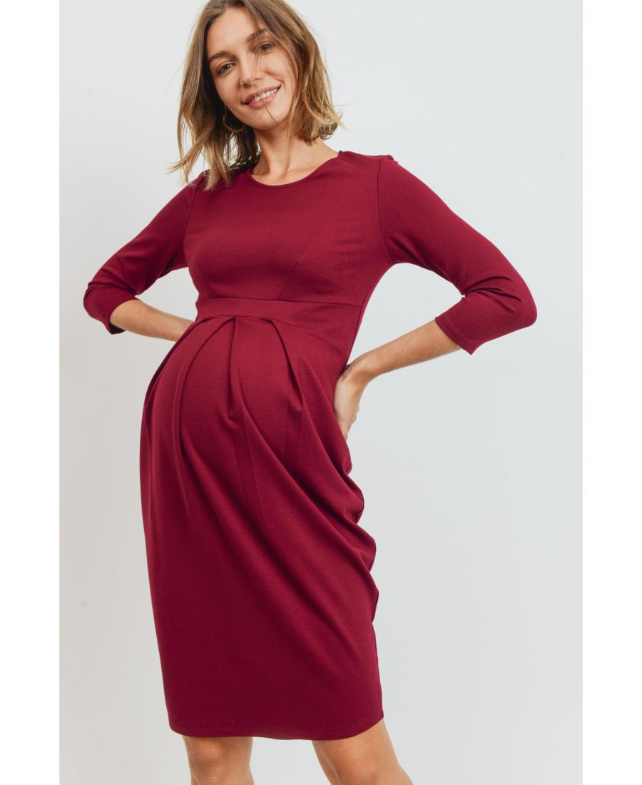 Платье для беременных с рукавами 3/4, круглым вырезом и складками спереди Hello Miz, Burgundy
Платье для беременных с рукавами 3/4, круглым вырезом и складками спереди Hello Miz, Burgundy