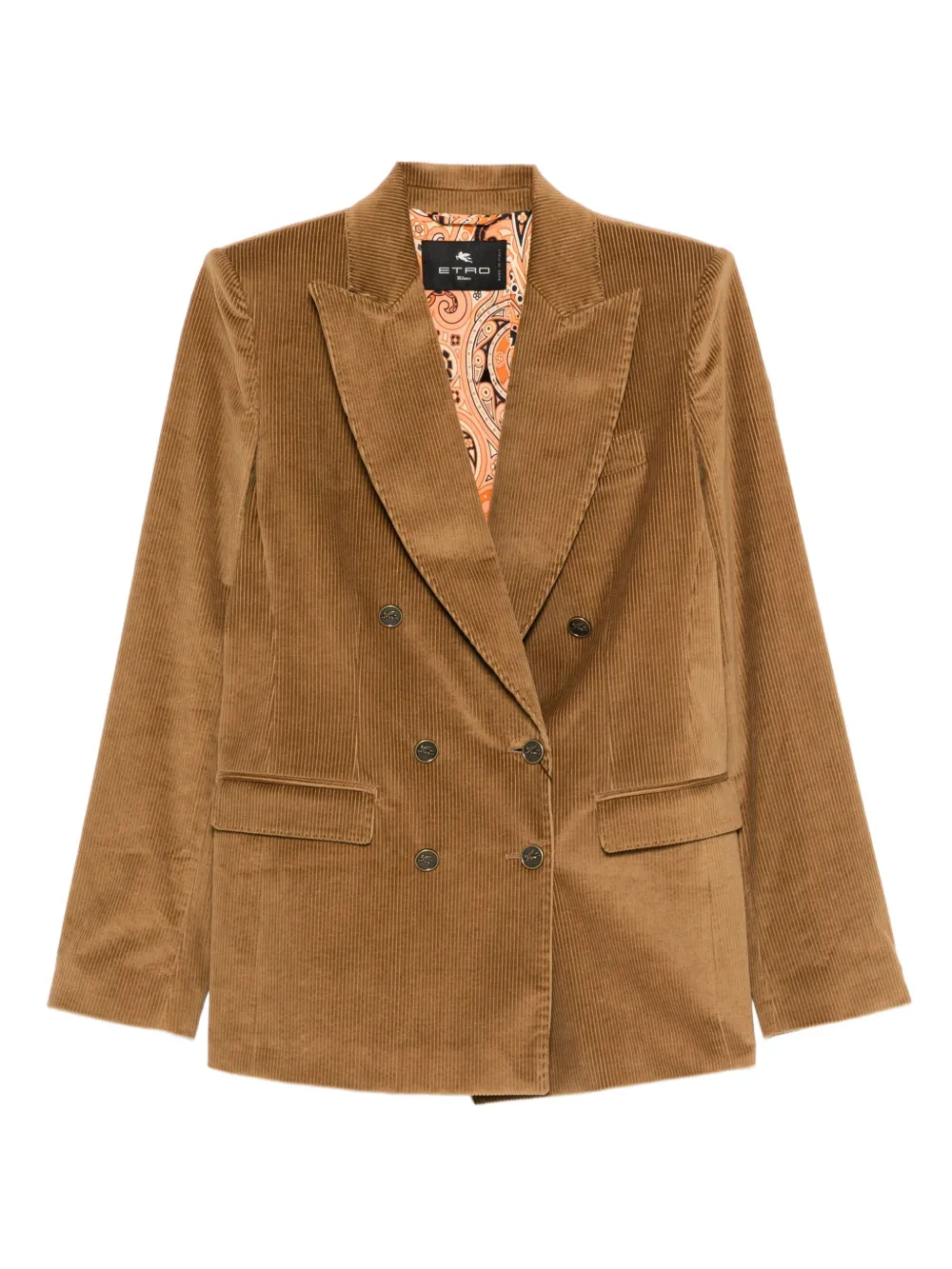 Двубортный вельветовый блейзер ETRO, коричневый 
Двубортный вельветовый блейзер ETRO, коричневый