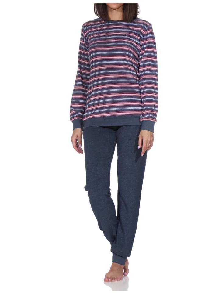 NORMANN Пижама из махровой ткани, с длинными рукавами и манжетами, в полоску, синего цвета
NORMANN Пижама из махровой ткани, с длинными рукавами и манжетами, в полоску, синего цвета