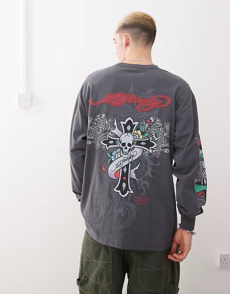 Футболка Ed Hardy с длинными рукавами и абстрактным рисунком черепа и креста черного цвета
Футболка Ed Hardy с длинными рукавами и абстрактным рисунком черепа и креста черного цвета