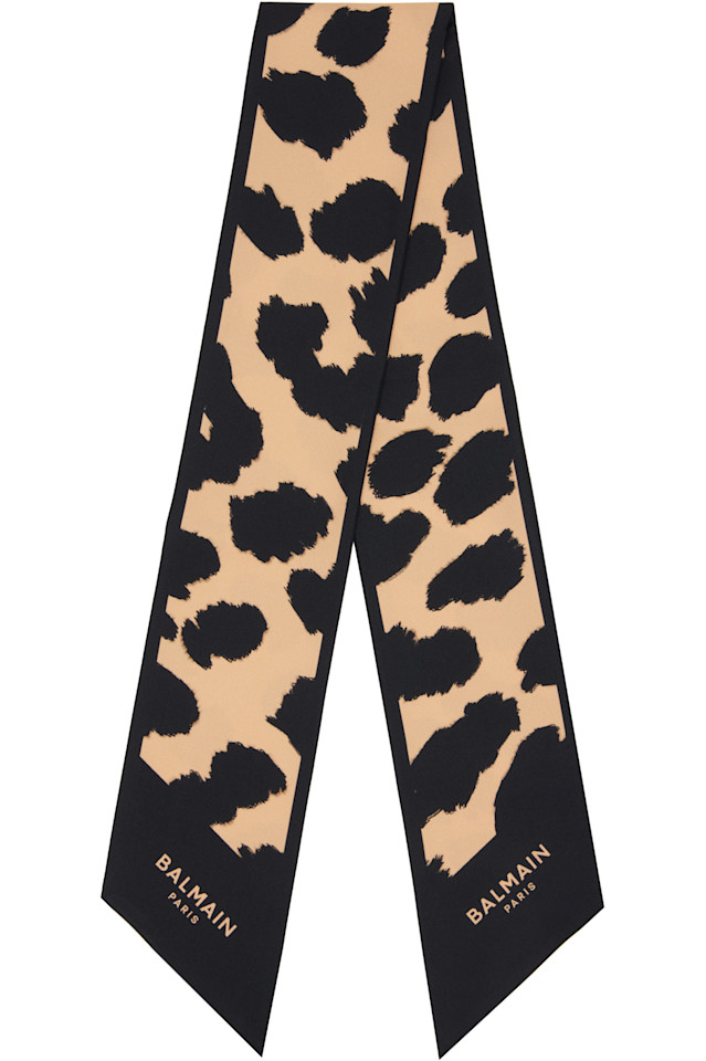 Balmain Шелковая бандана с бежево-черным леопардовым принтом
Balmain Шелковая бандана с бежево-черным леопардовым принтом