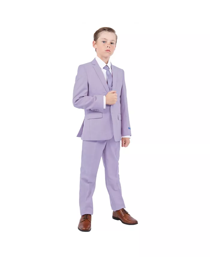 Комплект для мальчиков из 5 предметов в пастельно-лавандовых тонах: пиджак, жилет, брюки, рубашка и галстук Perry Ellis, фиолетовый
Комплект для мальчиков из 5 предметов в пастельно-лавандовых тонах: пиджак, жилет, брюки, рубашка и галстук Perry Ellis, фиолетовый