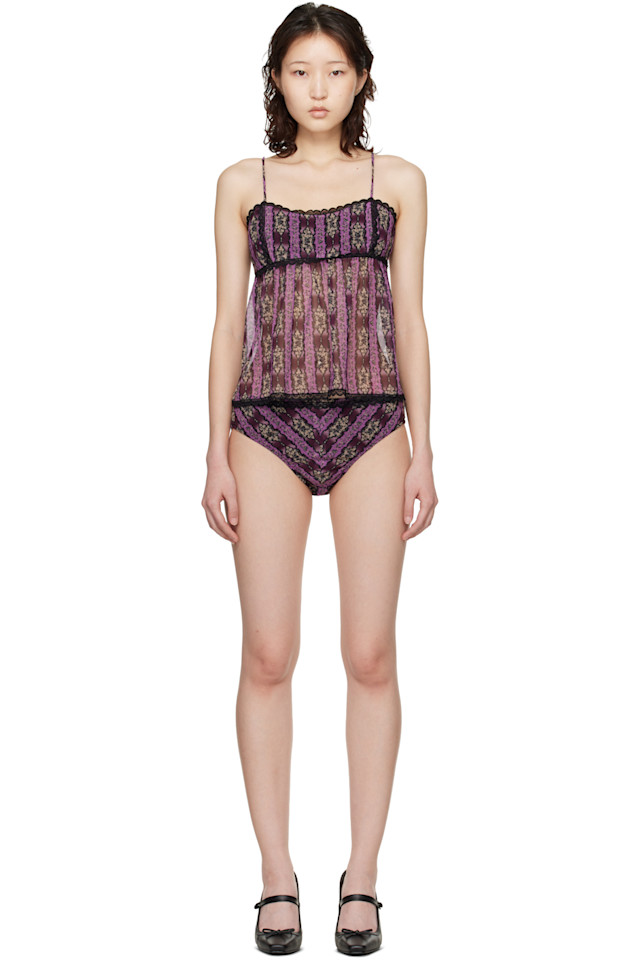 Anna Sui Фиолетовый купальник-бикини с полосатым принтом в виде камеи
Anna Sui Фиолетовый купальник-бикини с полосатым принтом в виде камеи