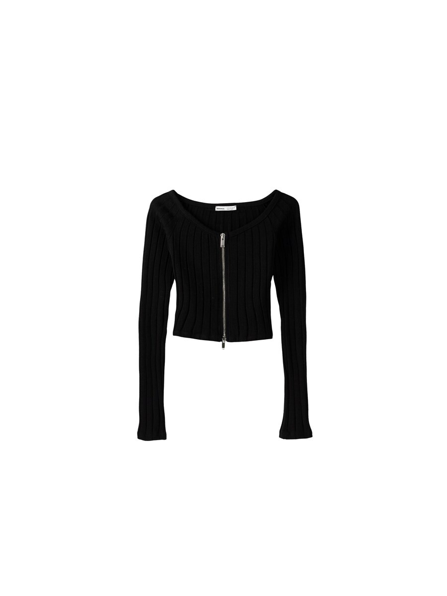 Вязаный кардиган Bershka, черный
Вязаный кардиган Bershka, черный