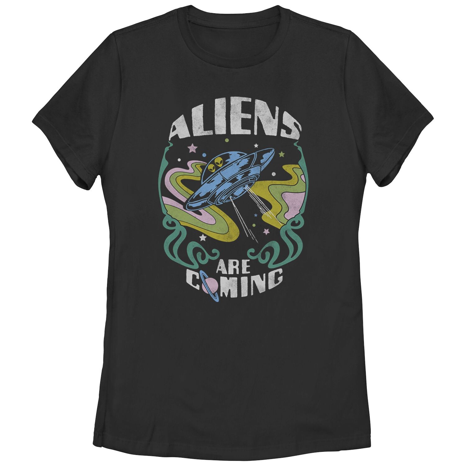 Футболка Juniors' Aliens Are Coming с психоделическим рисунком космического корабля
Футболка Juniors' Aliens Are Coming с психоделическим рисунком космического корабля