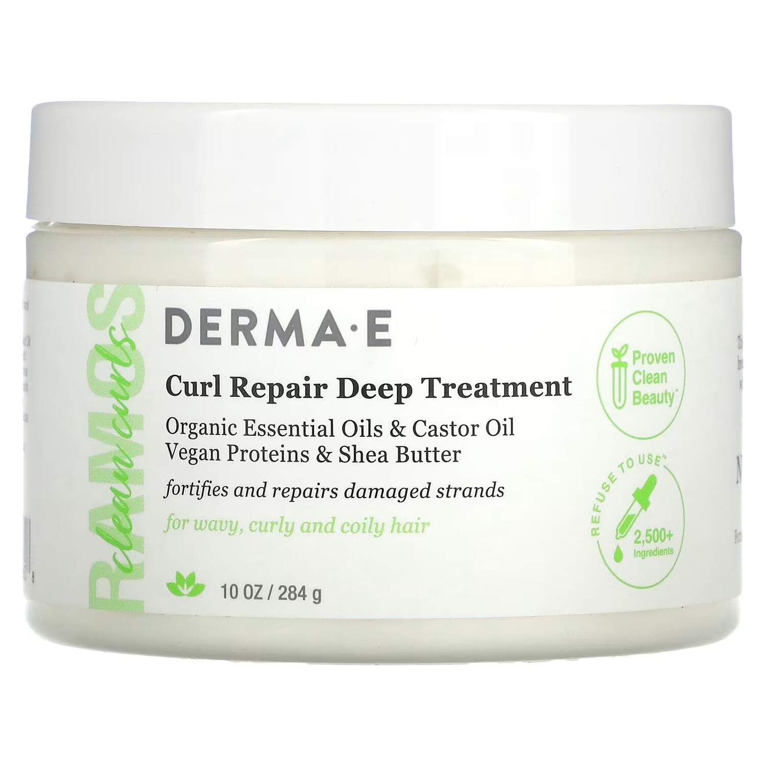 Ramos Clean Curls, Глубокое восстановление локонов, 10 унций (284 г) Derma E 
Ramos Clean Curls, Глубокое восстановление локонов, 10 унций (284 г) Derma E