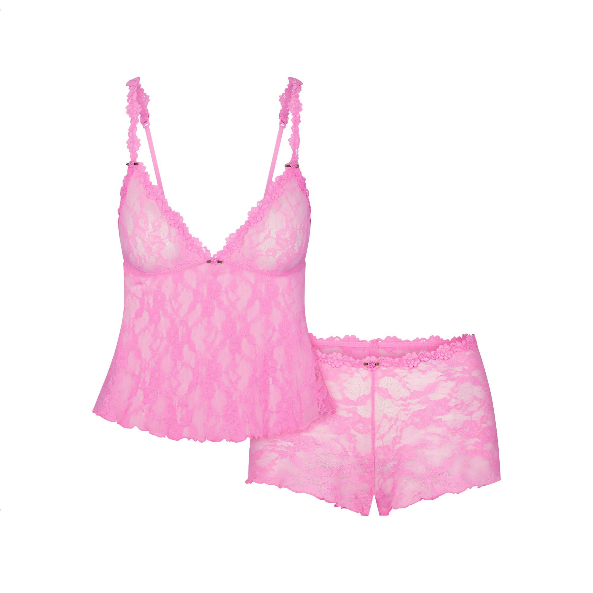 SS25 Stretchlace Triangle Cami и шорты комплект Skims, розовый
SS25 Stretchlace Triangle Cami и шорты комплект Skims, розовый