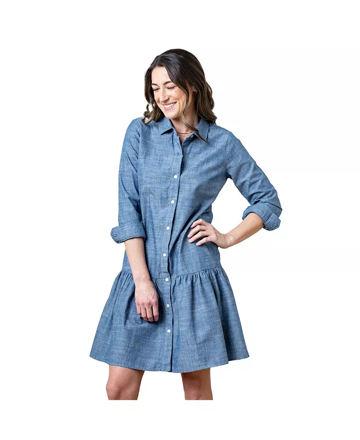 Женское платье-рубашка из органического шамбре с длинными рукавами и заниженной талией Hope & Henry, синий
Женское платье-рубашка из органического шамбре с длинными рукавами и заниженной талией Hope & Henry, синий