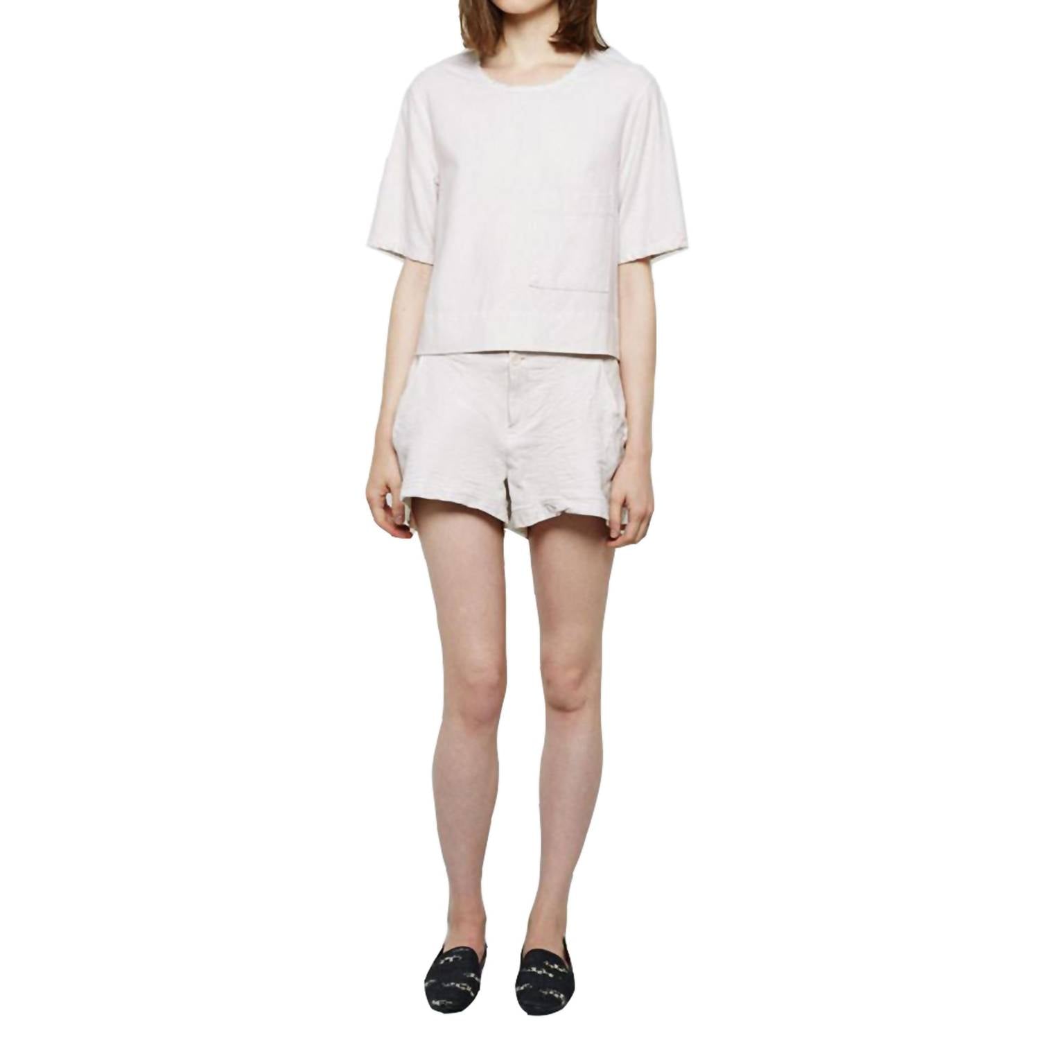 Женские кожаные комбинированные шорты цвета слоновой кости Raquel Allegra
Женские кожаные комбинированные шорты цвета слоновой кости Raquel Allegra