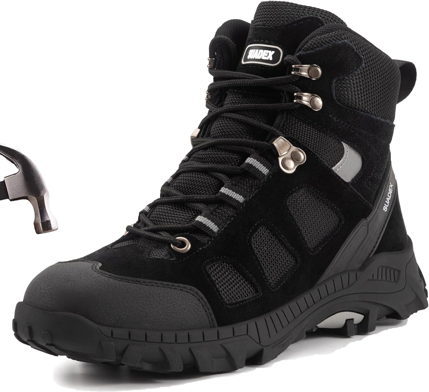 Ботинки с металлическим носком SUADEX для мужчин и женщин, неубиваемые, с противоскользящей подошвой, удобные, защитные ботинки для строительства, черный
Ботинки с металлическим носком SUADEX для мужчин и женщин, неубиваемые, с противоскользящей подошвой, удобные, защитные ботинки для строительства, черный