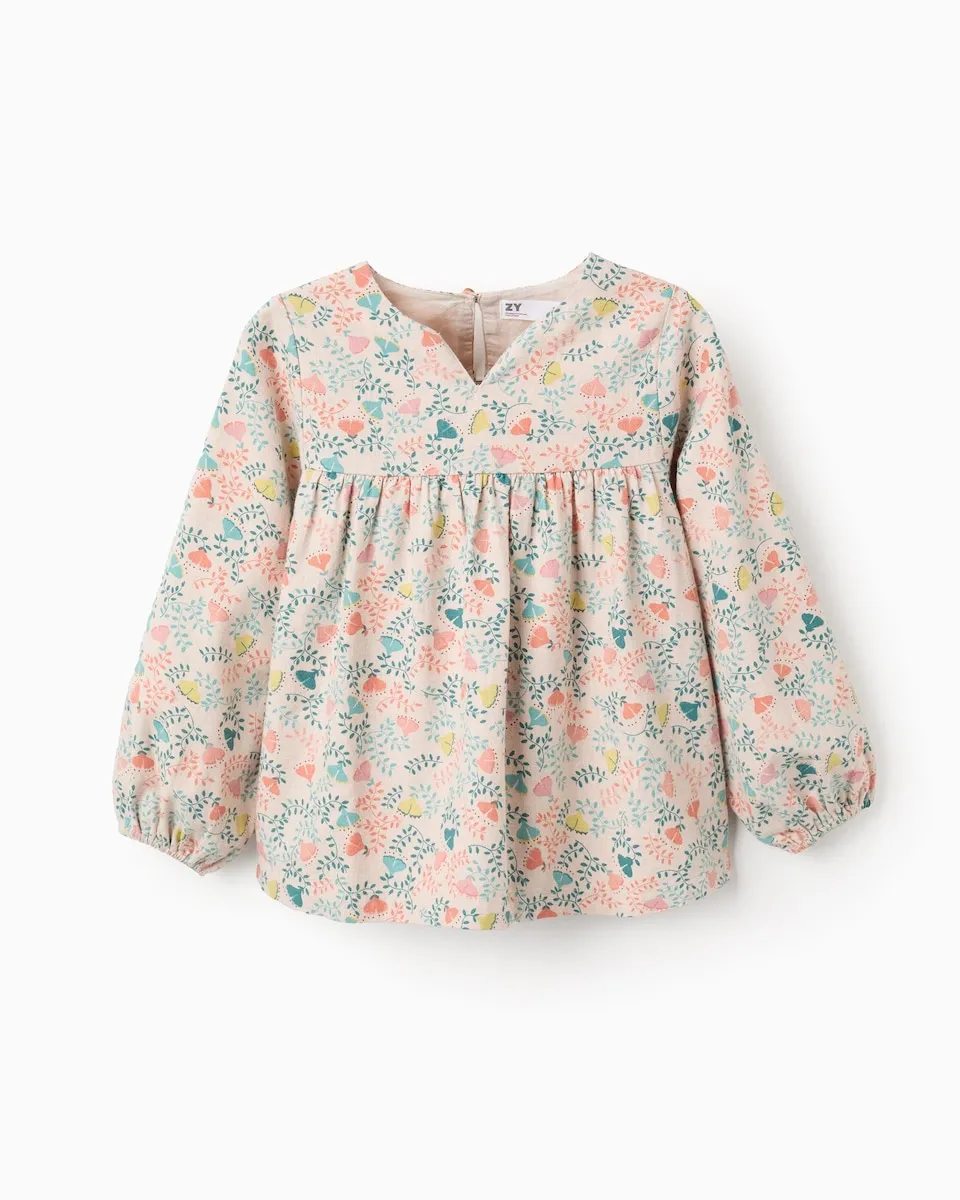 Детская блузка из саржи с винтажным цветочным принтом Zippy, бежевый
Детская блузка из саржи с винтажным цветочным принтом Zippy, бежевый