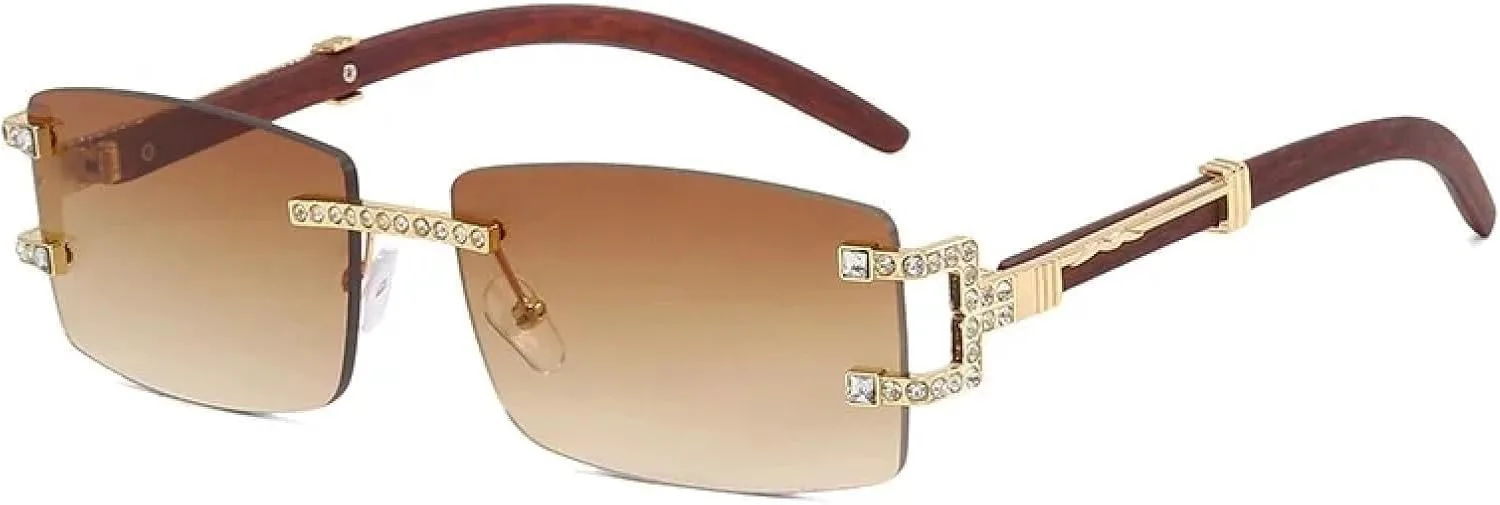 Солнцезащитные очки для женщин и мужчин, без оправы, с бриллиантами, в стиле ретро, деревянные дужки, цветные линзы, защита от УФ-излучения UV400 UATXTAU, Light Tea
Солнцезащитные очки для женщин и мужчин, без оправы, с бриллиантами, в стиле ретро, деревянные дужки, цветные линзы, защита от УФ-излучения UV400 UATXTAU, Light Tea