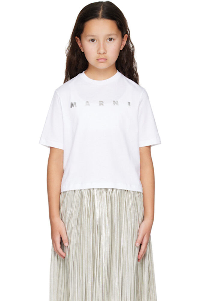 Детская белая укороченная футболка Marni
Детская белая укороченная футболка Marni