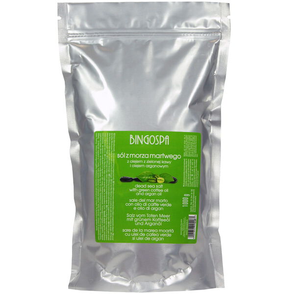 Соль Мертвого моря с маслом зеленого кофе и аргановым маслом, 1000 г Bingospa
Соль Мертвого моря с маслом зеленого кофе и аргановым маслом, 1000 г Bingospa