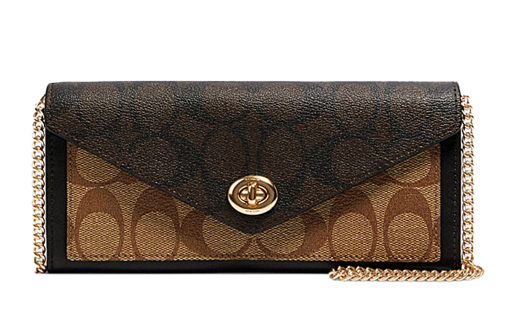COACH Кожаный женский кошелек-конверт через плечо с одним ремнем черно-коричневый монохром
COACH Кожаный женский кошелек-конверт через плечо с одним ремнем черно-коричневый монохром