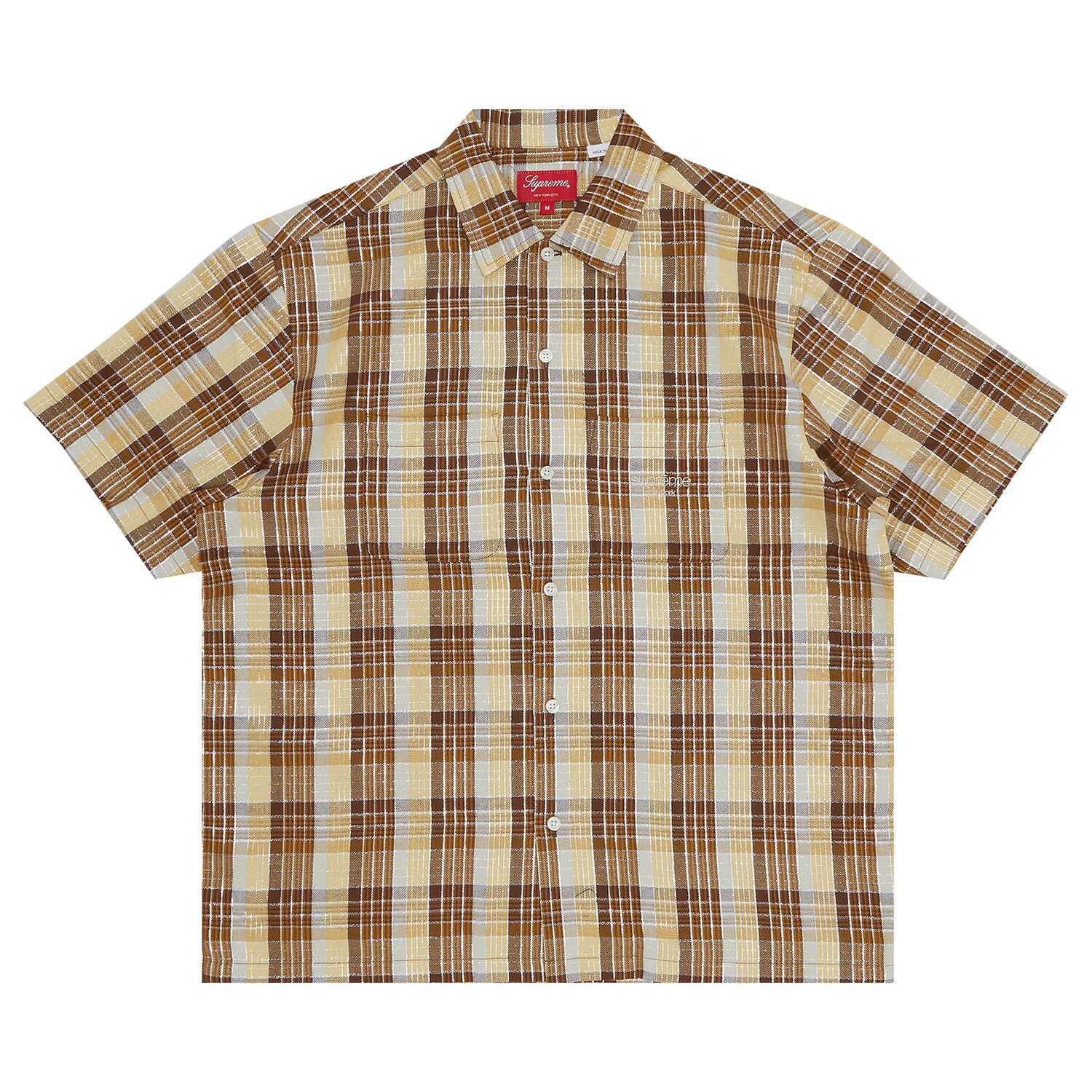 Рубашка в клетку с короткими рукавами в металлизированную клетку Supreme, коричневая
Рубашка в клетку с короткими рукавами в металлизированную клетку Supreme, коричневая