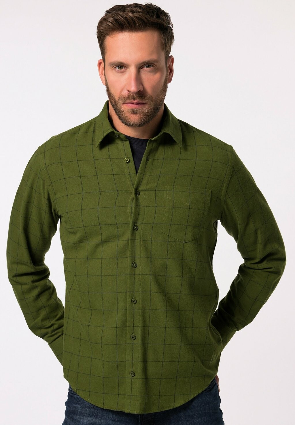 Рубашка KARO-LANGARM KENTKRAGEN MODERN FIT JP1880, зеленый 
Рубашка KARO-LANGARM KENTKRAGEN MODERN FIT JP1880, зеленый