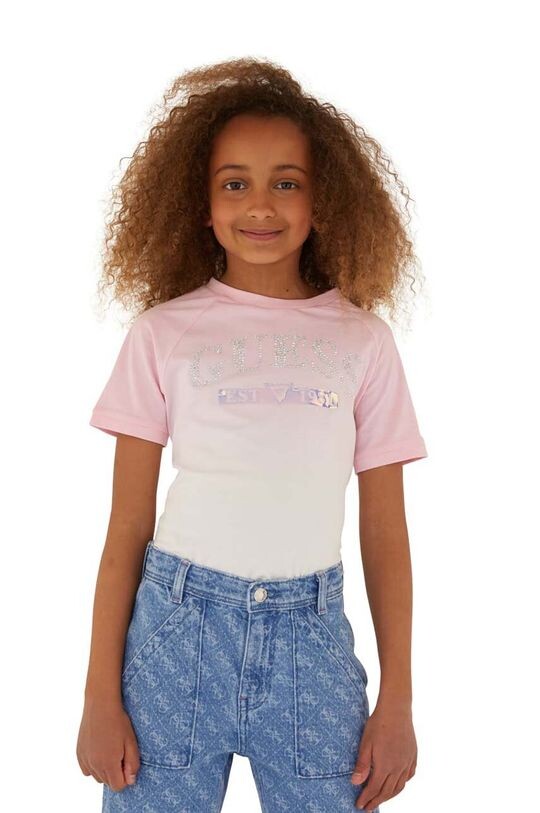 Guess Детская хлопковая футболка, розовый
Guess Детская хлопковая футболка, розовый