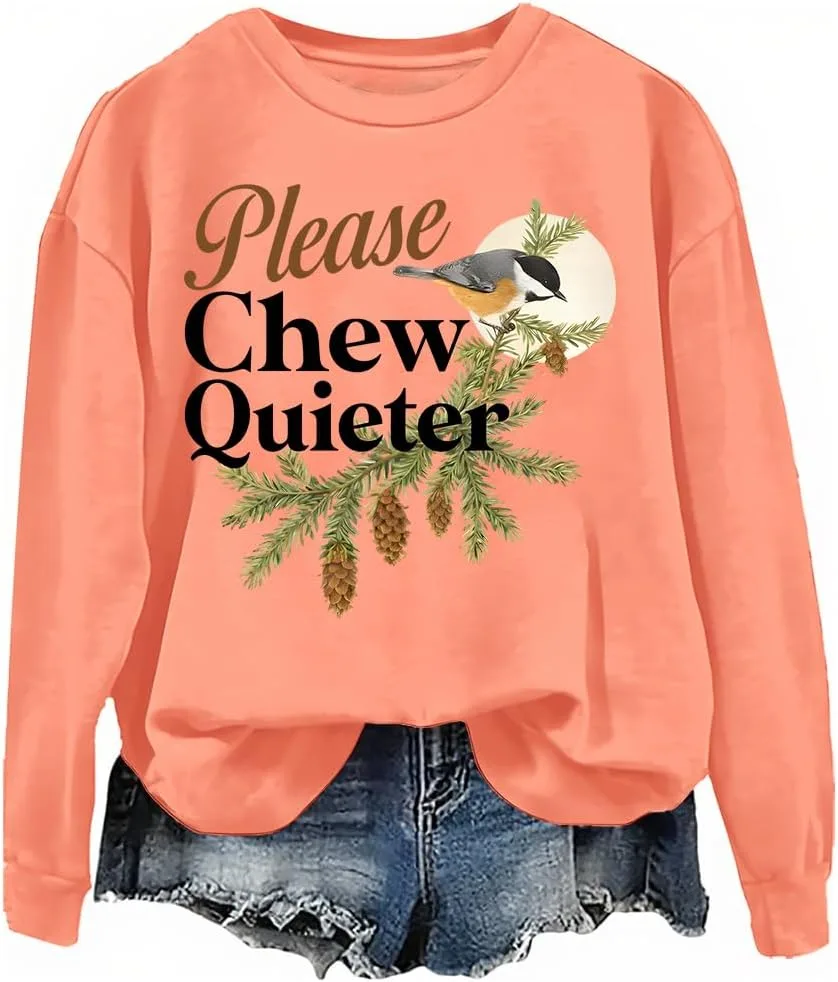 Толстовка с принтом "Пожалуйста, жуйте тише" и забавным винтажным дизайном птицы woati
Толстовка с принтом "Пожалуйста, жуйте тише" и забавным винтажным дизайном птицы woati