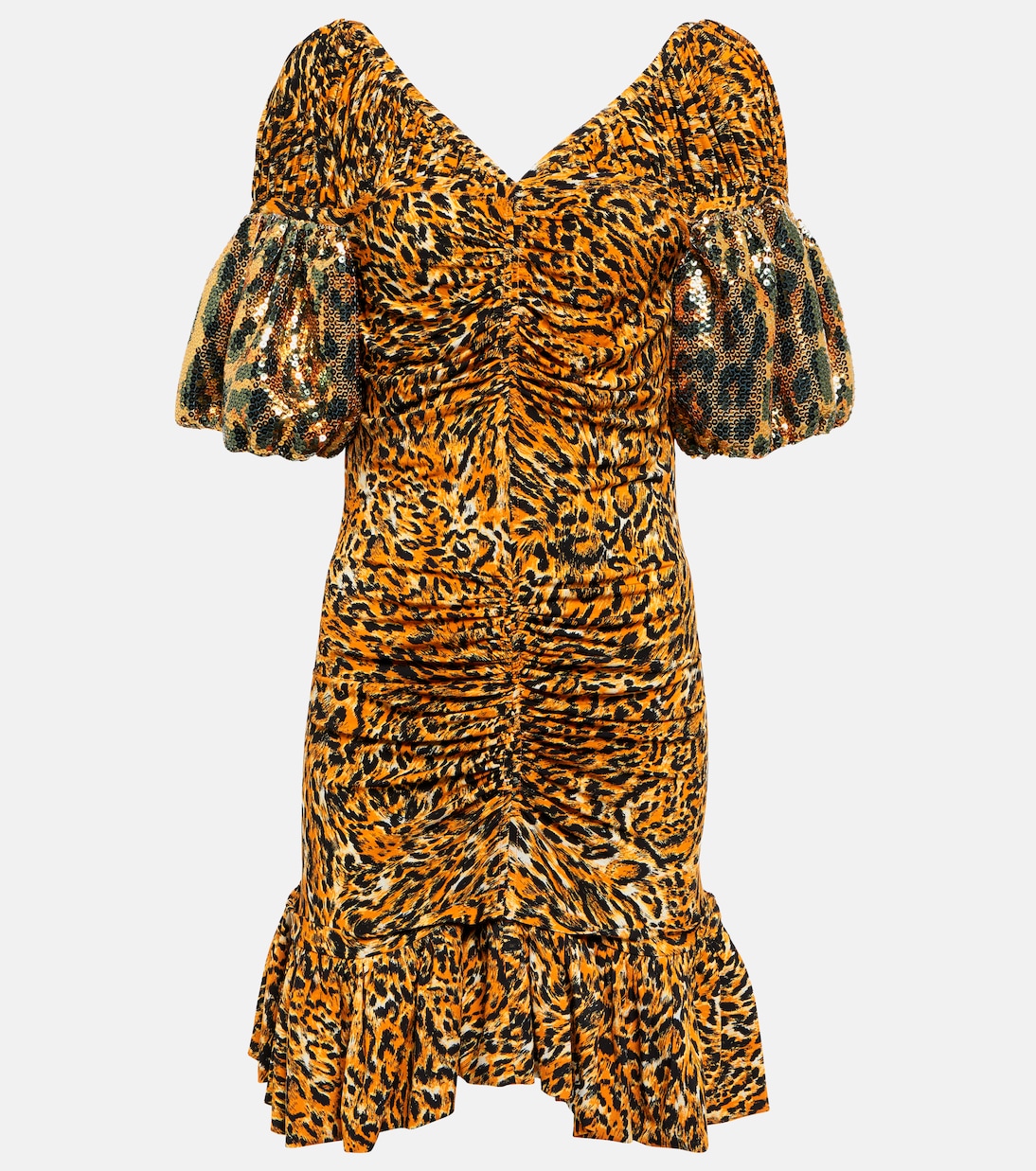Мини-платье с анималистичным принтом и сборками Rabanne, Leopard Ratti
Мини-платье с анималистичным принтом и сборками Rabanne, Leopard Ratti