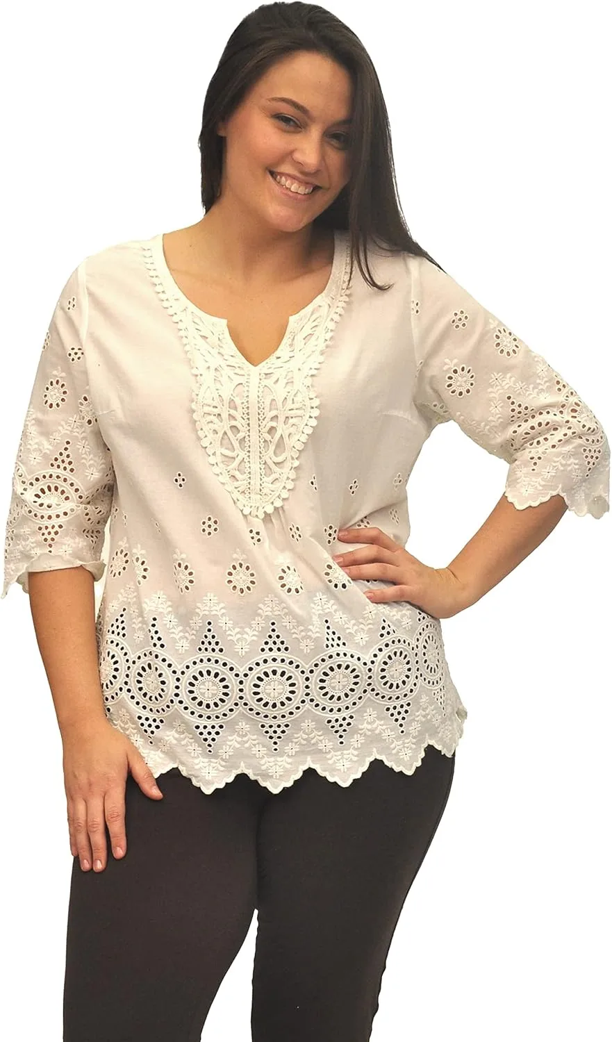 LA CERA Женский топ с кружевом и 3/4 рукава
LA CERA Женский топ с кружевом и 3/4 рукава