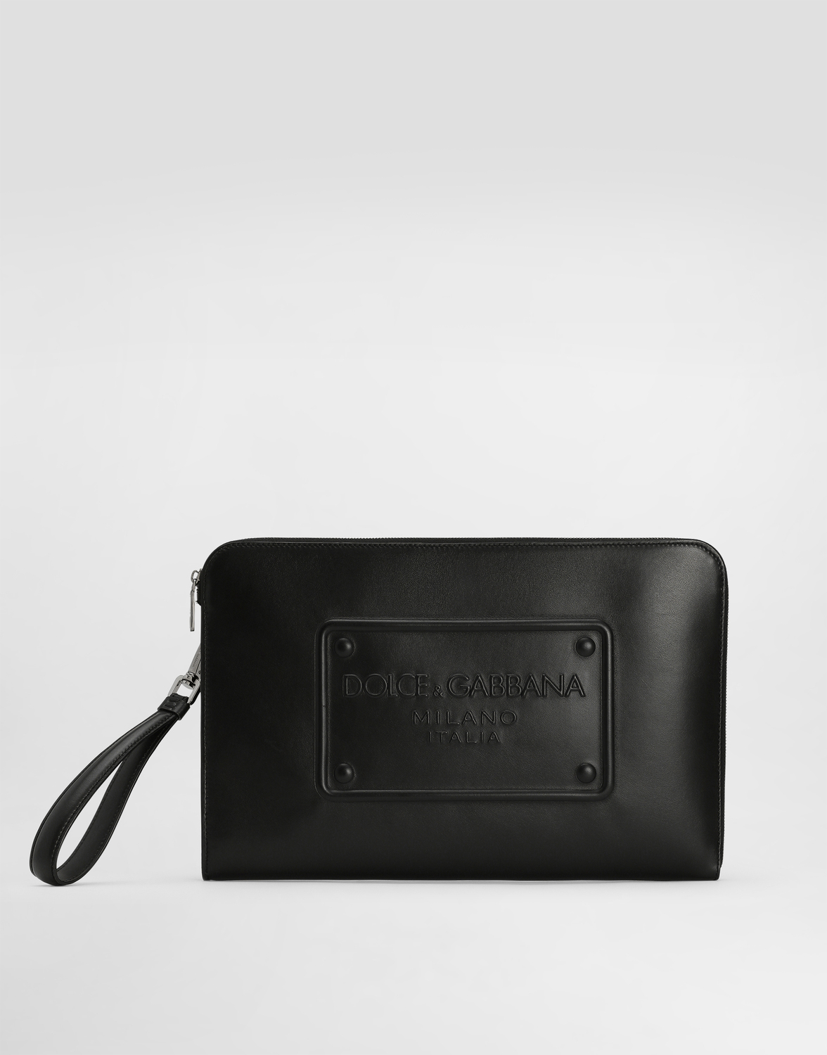 Большой кожаный клатч с рельефным логотипом Dolce&Gabbana, черный
Большой кожаный клатч с рельефным логотипом Dolce&Gabbana, черный