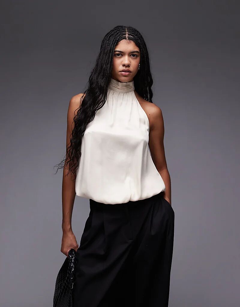 Атласный топ с высоким воротом и подолом-фонариком цвета экрю от ASOS DESIGN
Атласный топ с высоким воротом и подолом-фонариком цвета экрю от ASOS DESIGN