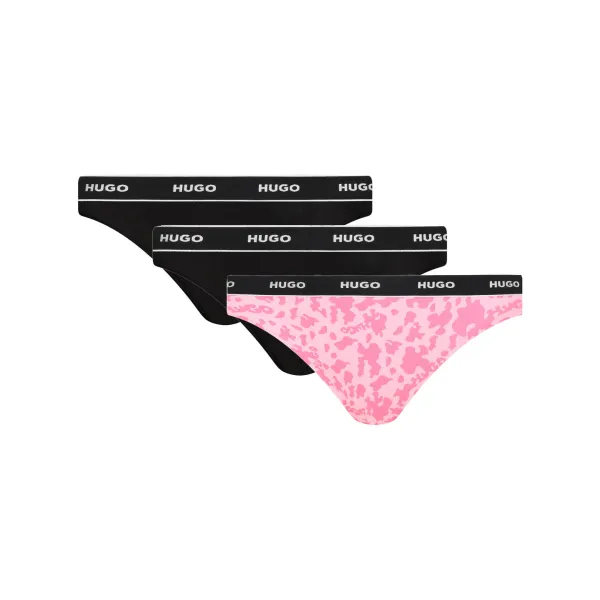 Комплект из трех дизайнерских стрингов Hugo, черный 
Комплект из трех дизайнерских стрингов Hugo, черный