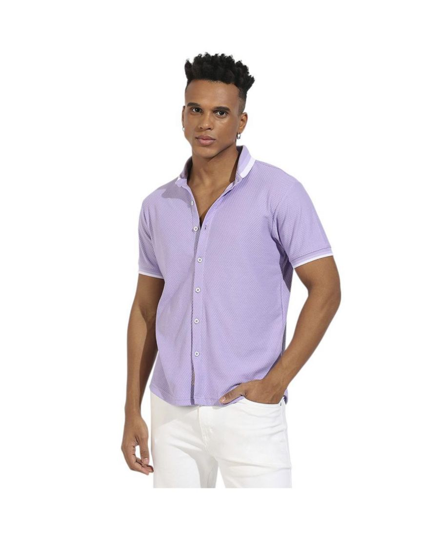 Мужская трикотажная рубашка лавандового цвета с узором соты Campus Sutra, Purple
Мужская трикотажная рубашка лавандового цвета с узором соты Campus Sutra, Purple