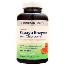 American Health Жевательный фермент папайи с хлорофиллом 600 таблеток 
American Health Жевательный фермент папайи с хлорофиллом 600 таблеток