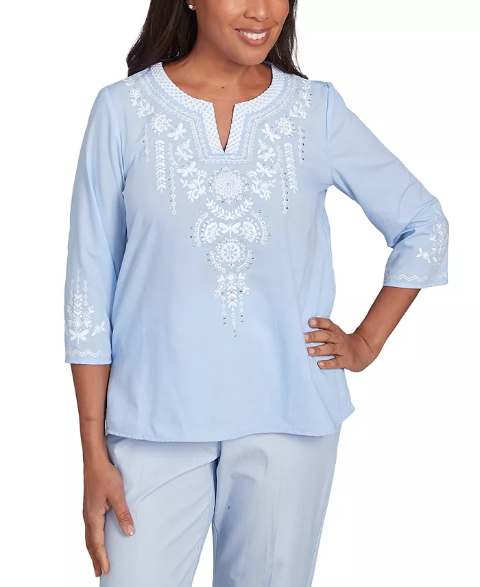 Петит топ с вышивкой и разрезом на горловине, с рукавом 3/4 Alfred Dunner, синий
Петит топ с вышивкой и разрезом на горловине, с рукавом 3/4 Alfred Dunner, синий