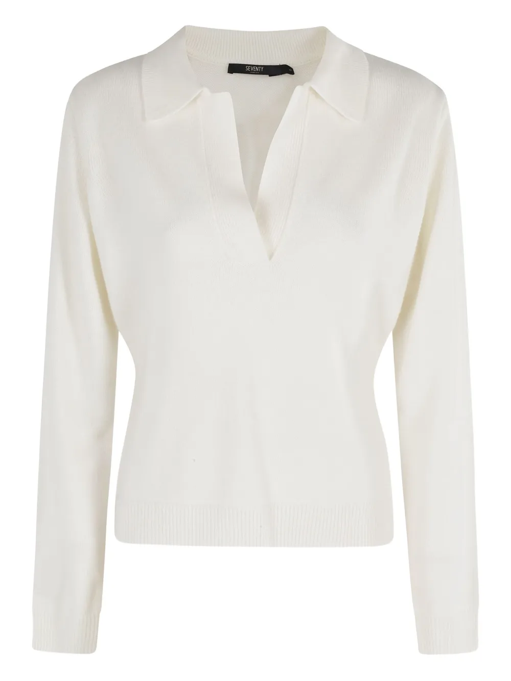 Вязаный топ с воротником-поло Seventy, белый 
Вязаный топ с воротником-поло Seventy, белый