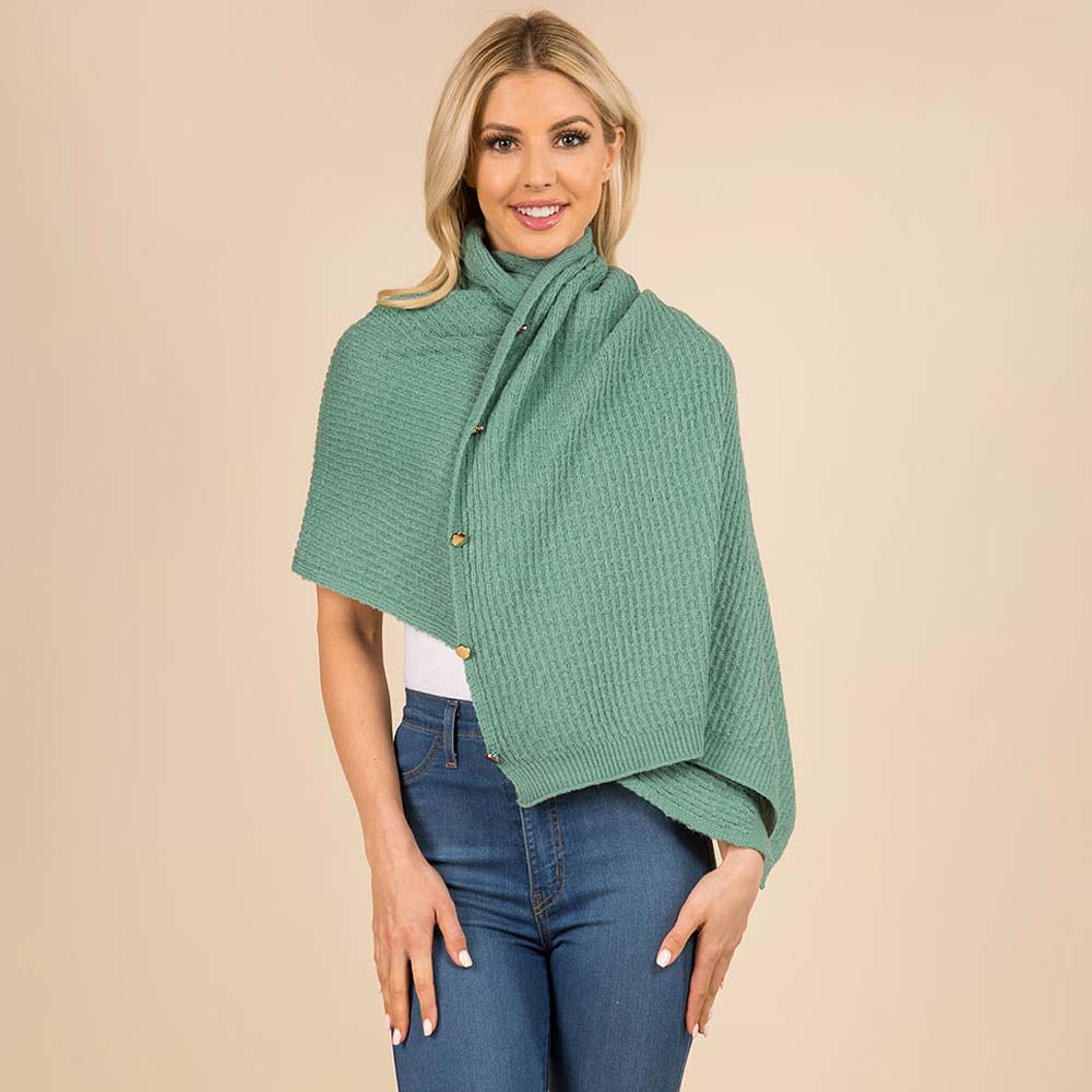 Трансформируемый пончо-накидка с вафельной вязкой и пуговицами TRUEDAMES, мятный
Трансформируемый пончо-накидка с вафельной вязкой и пуговицами TRUEDAMES, мятный