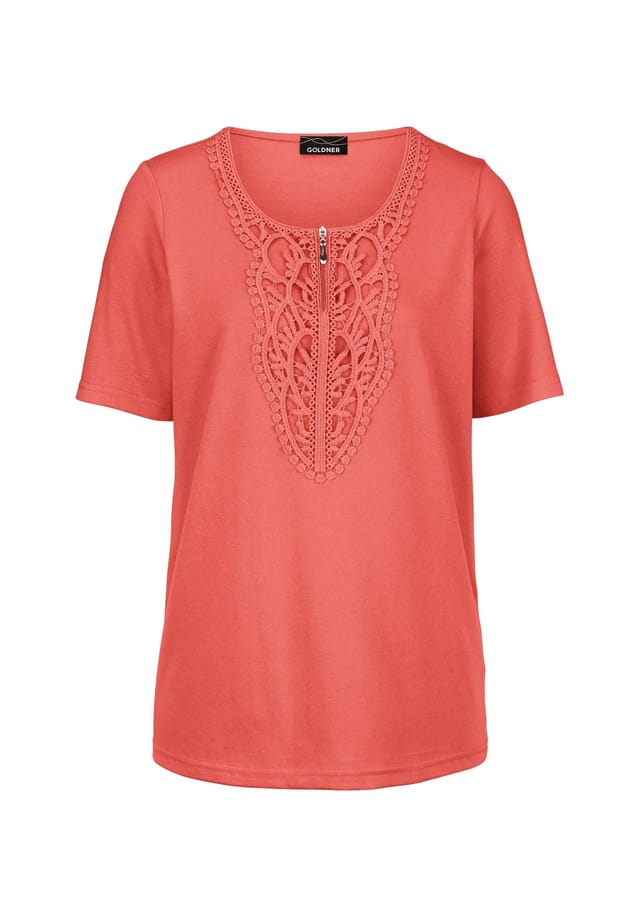 Короткий размер: рубашка с круглым вырезом и кружевом крючком Goldner, красный
Короткий размер: рубашка с круглым вырезом и кружевом крючком Goldner, красный