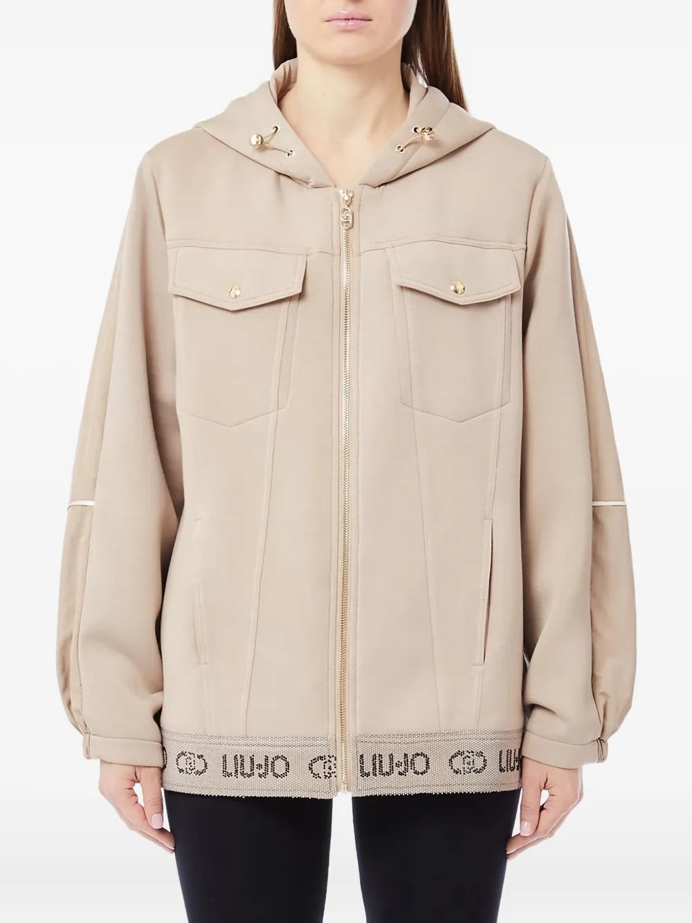 Худи на молнии с накладным карманом LIU JO, нейтральный
Худи на молнии с накладным карманом LIU JO, нейтральный